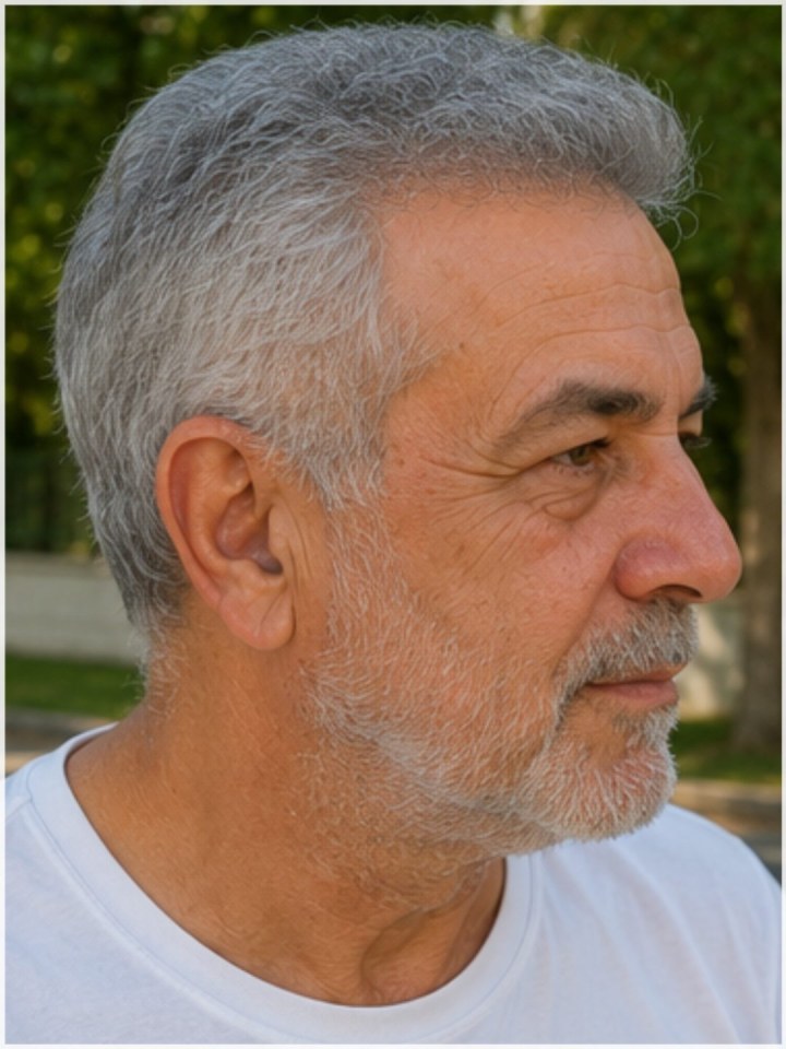 نیمرخ . یکسال بعد کاشت - کاشت مو