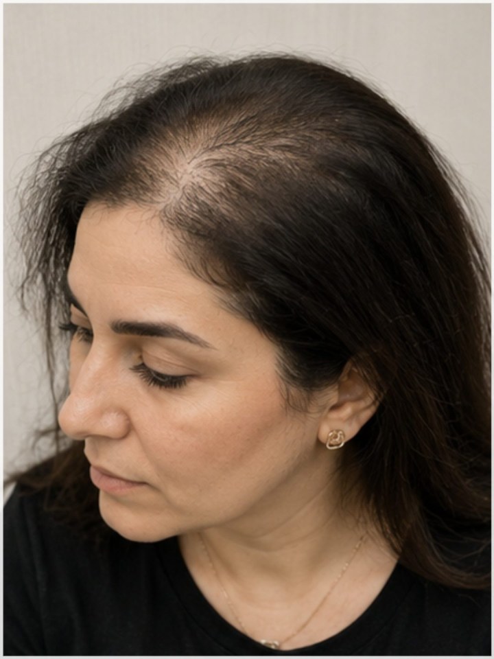 سه رخ . قبل از درمان - پی‌آرپی مو